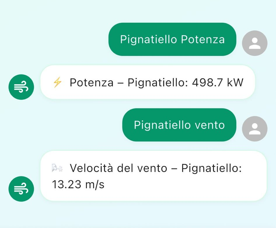 Lettura vento turbina WTG Pignatiello